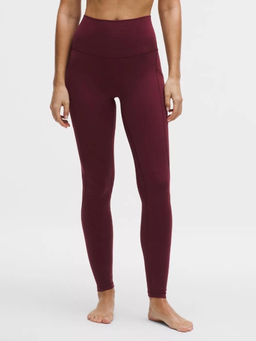 Lululemon Fast and Free High-Rise 28” Nulux Leggings Size 4 Burgundy Side Pocket